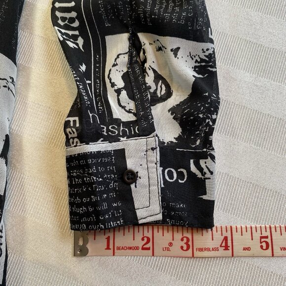LIVE 4 TRUTH Fashion Newspaper Print Sheer Tunic Top Small City Artsy Journalism - Picture 12 of 15